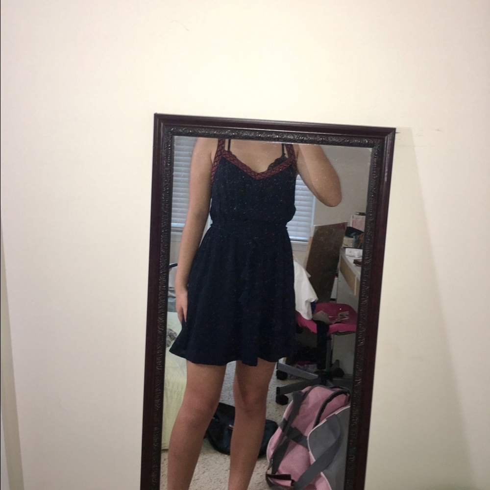 Navy blue and red dress