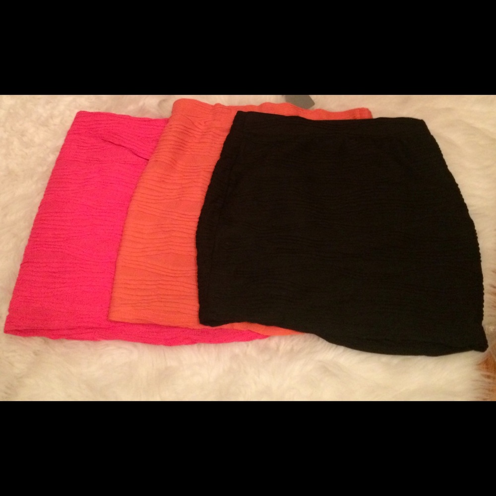 Summer sexy  Black, pink coral ribbed mini skirts