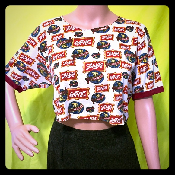 Vintage Tops - Upcycled Vintage 1970s Schlitz Beer Crop Top