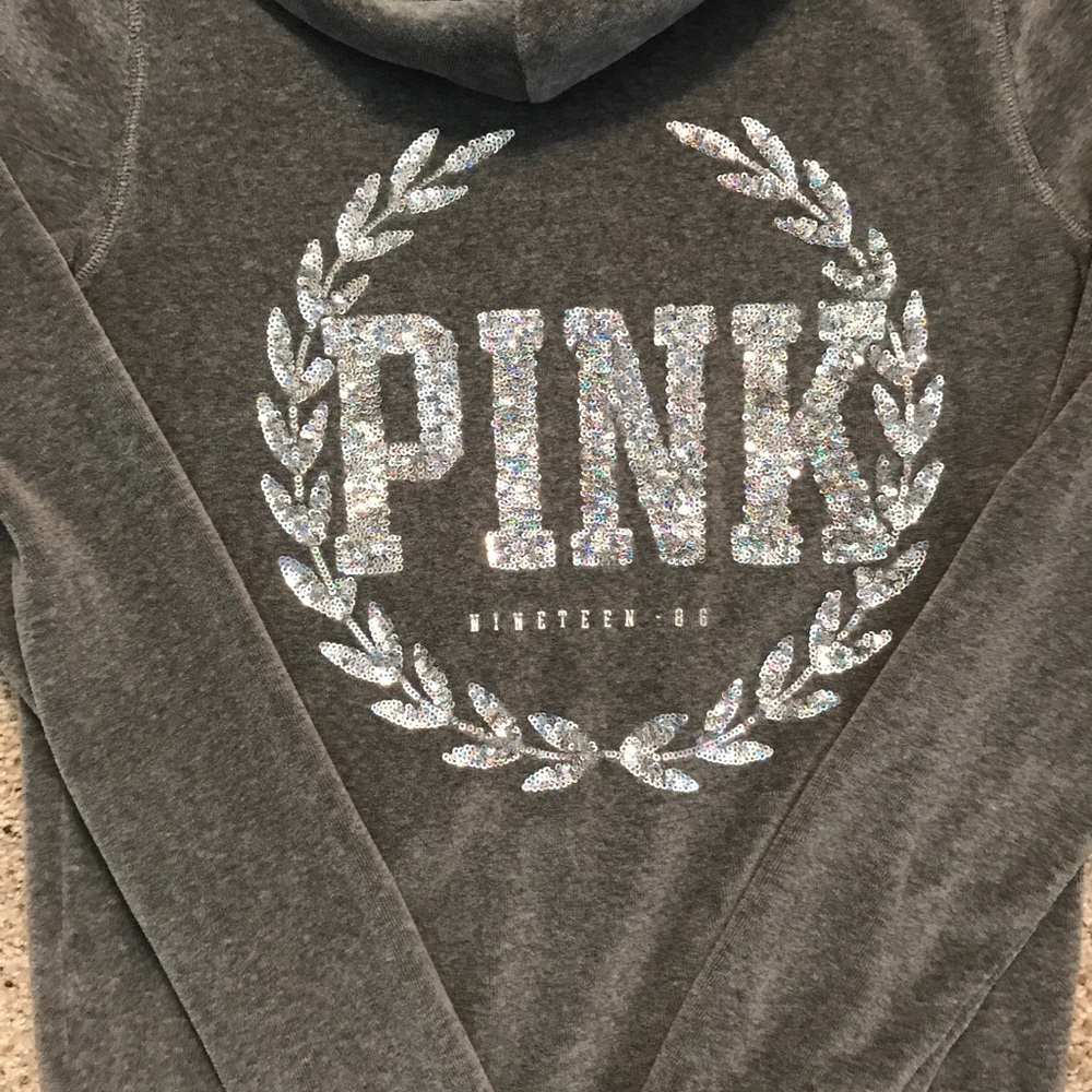 💕VS pink bling velour track suit💕