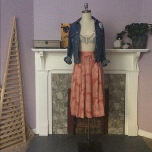 High Waist Pendleton Fit & Flare Skirt-Red/White