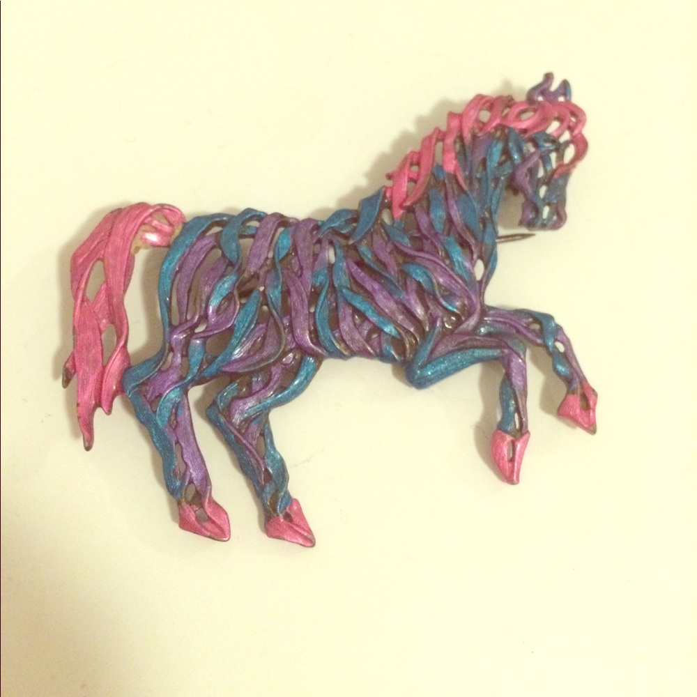 Rainbow Horse Brooch