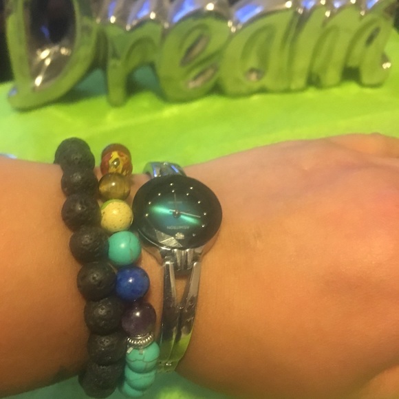 REAL TURQUOISE GENUINE GEMSTONES CHAKRA BRACELET - Picture 6 of 6