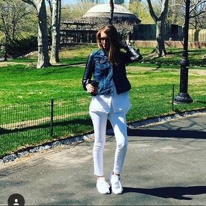 Ann Taylor White frayed hem ankle denim