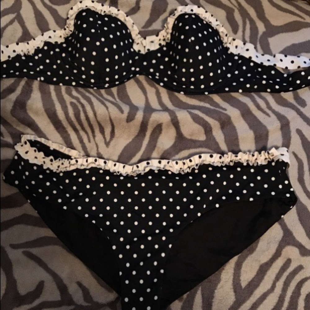 Polka dot bathing suit.