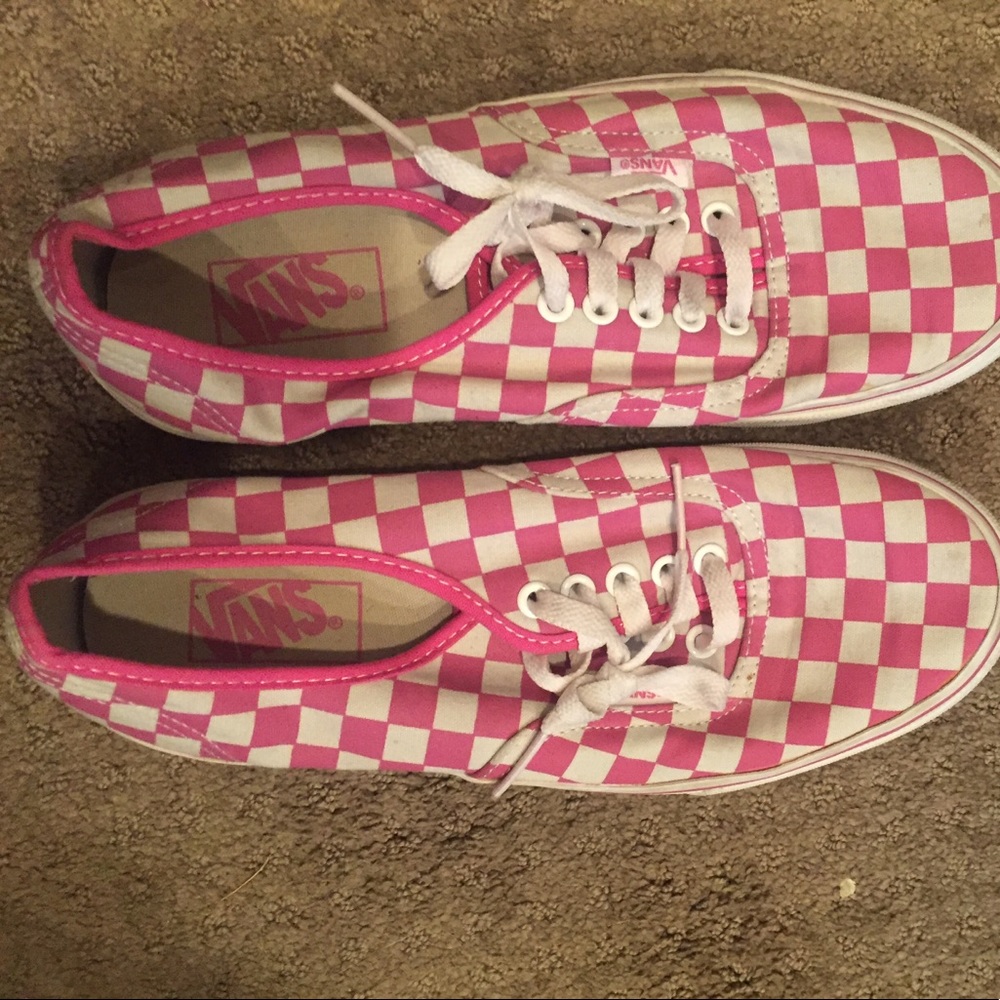Authentic Pink and White Checkered Vans Sneakers