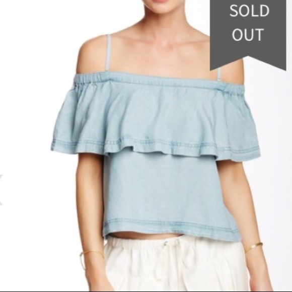 Free People Chambray Denim Top - Picture 2 of 5