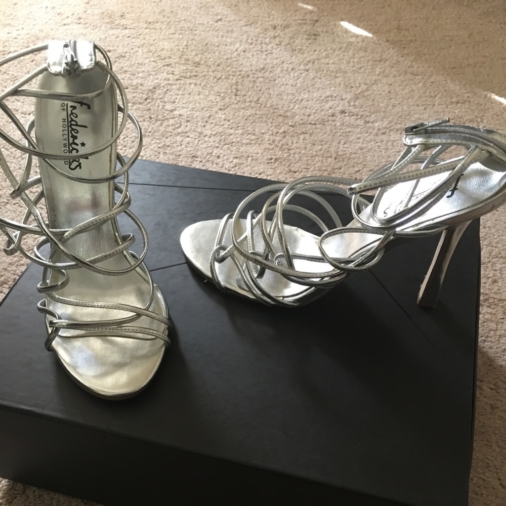 Fredericks of Hollywood silver shoes