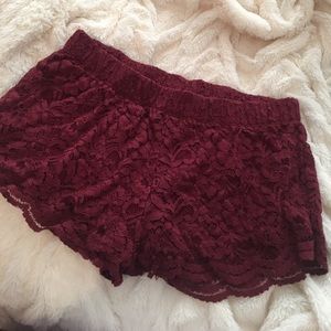 Maroon Lace Shorts Forever 21