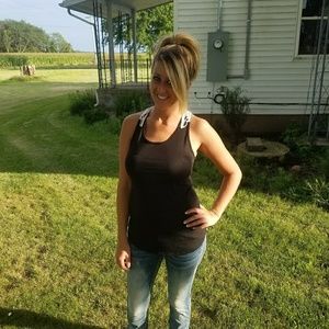 Black tank with crochet razorback