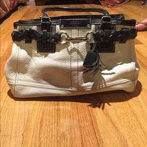 Black and white leather Coach shoulder bag