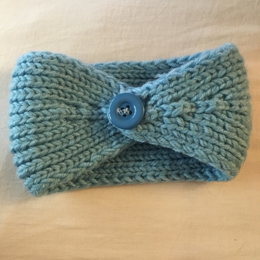 Light Blue Crochet Knitted Head Wrap, Head Warmer