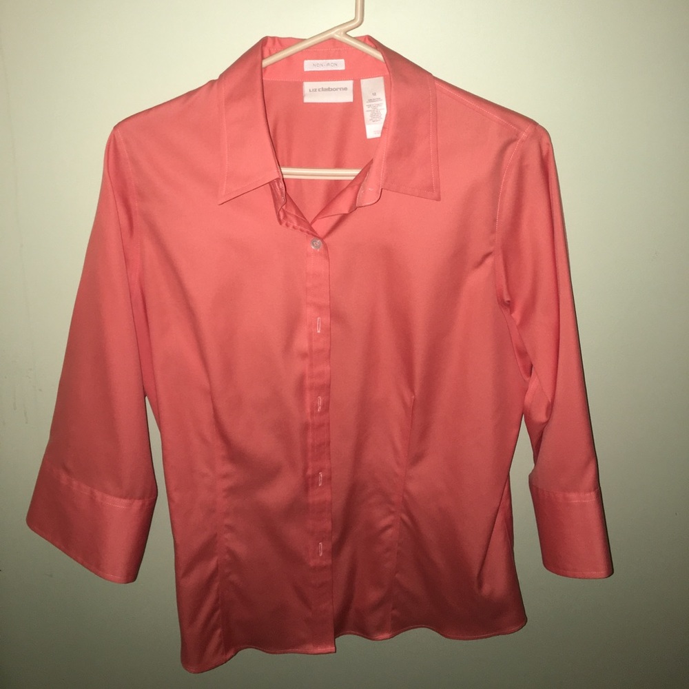 Women's Salmon colored Tailored No Iron Shirt