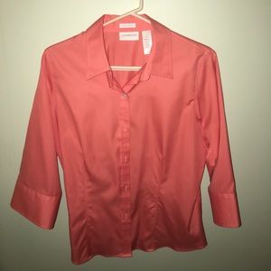 Women's Salmon colored Tailored No Iron Shirt