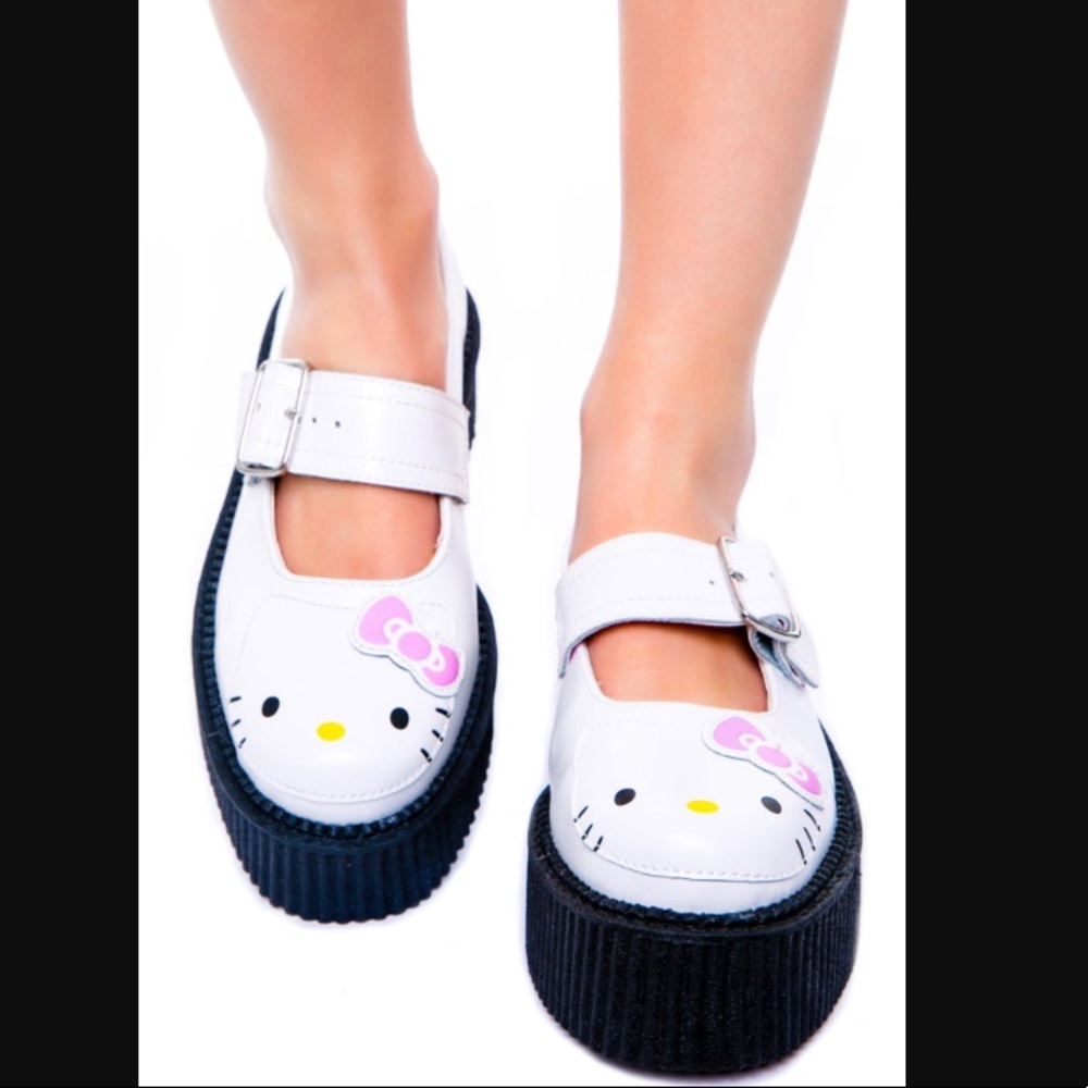 Hello Kitty x T.U.K. White Mary Janes