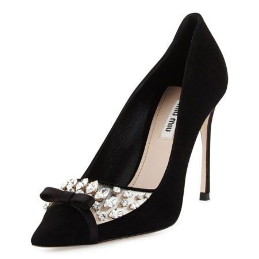 Miu Miu Decolette Jeweled Pointed Toe Pump Sz9