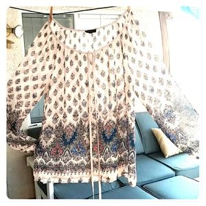 Long Sleeve Patterned Blouse