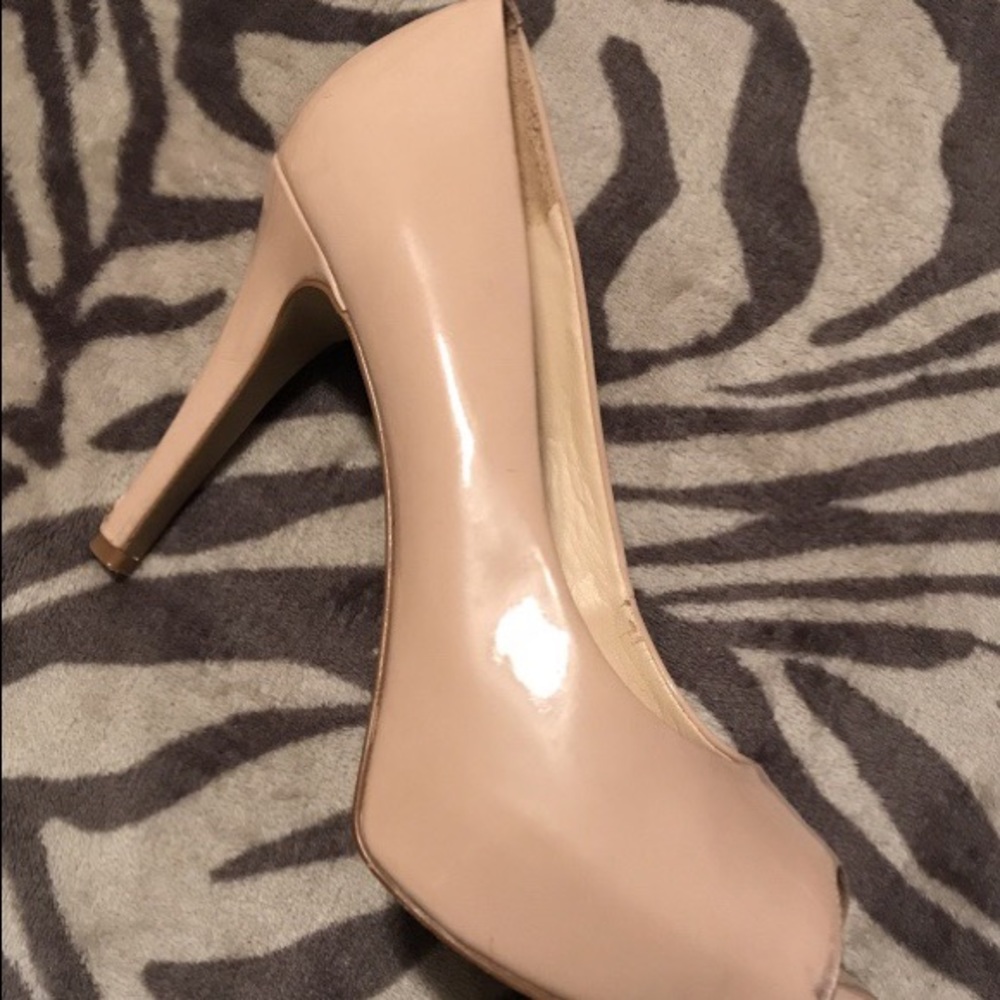 Open toe nude heels; Nine West