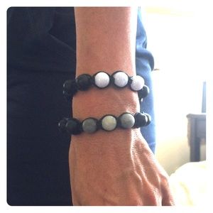 Handmade  beaded bracelets with contrast stones.