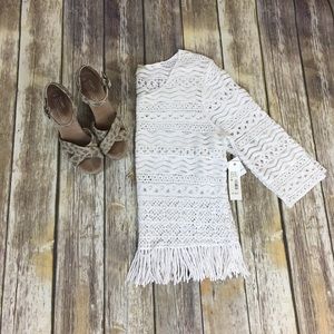 White summer Sweater with Fringe