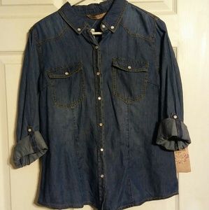 Button up denim long sleeve