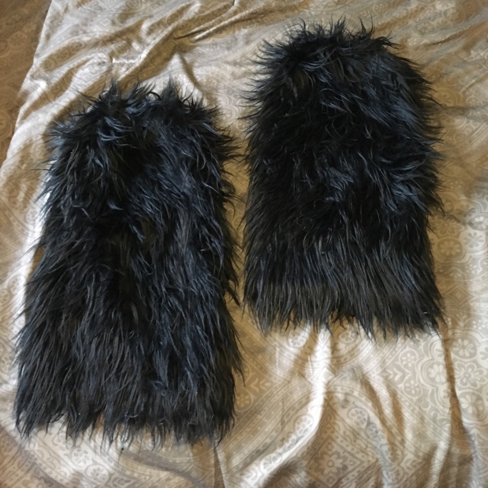 Black Fur leg warmers