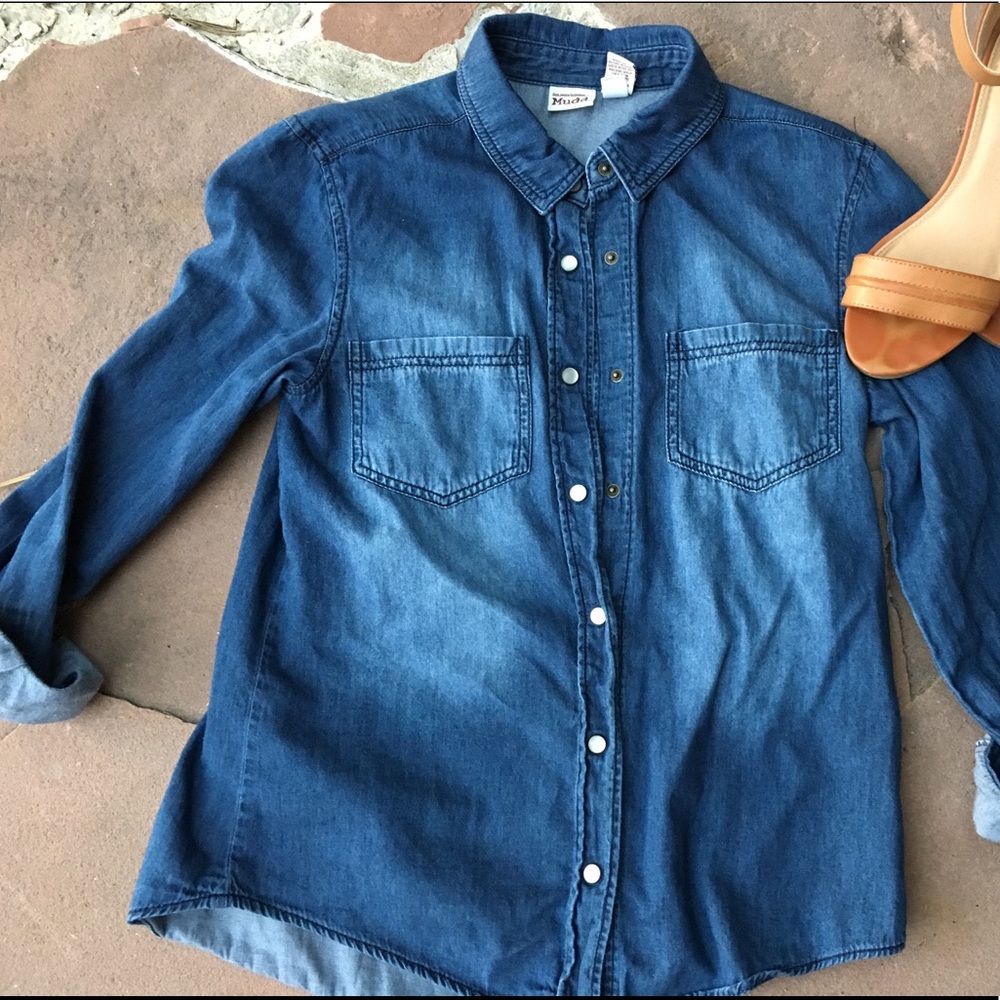 Awesome Denim Snap Button Down