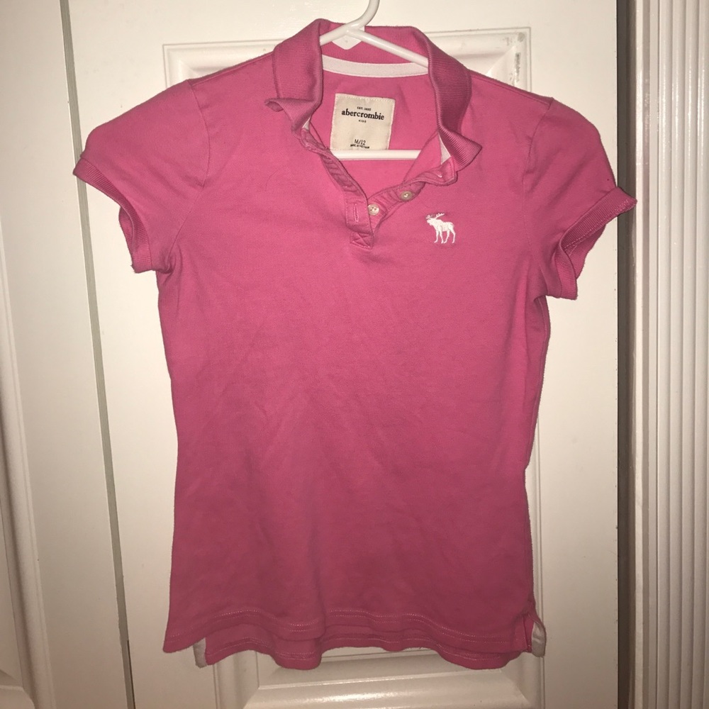 Abercrombie kids pink polo collared shirt