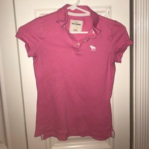 Abercrombie kids pink polo collared shirt