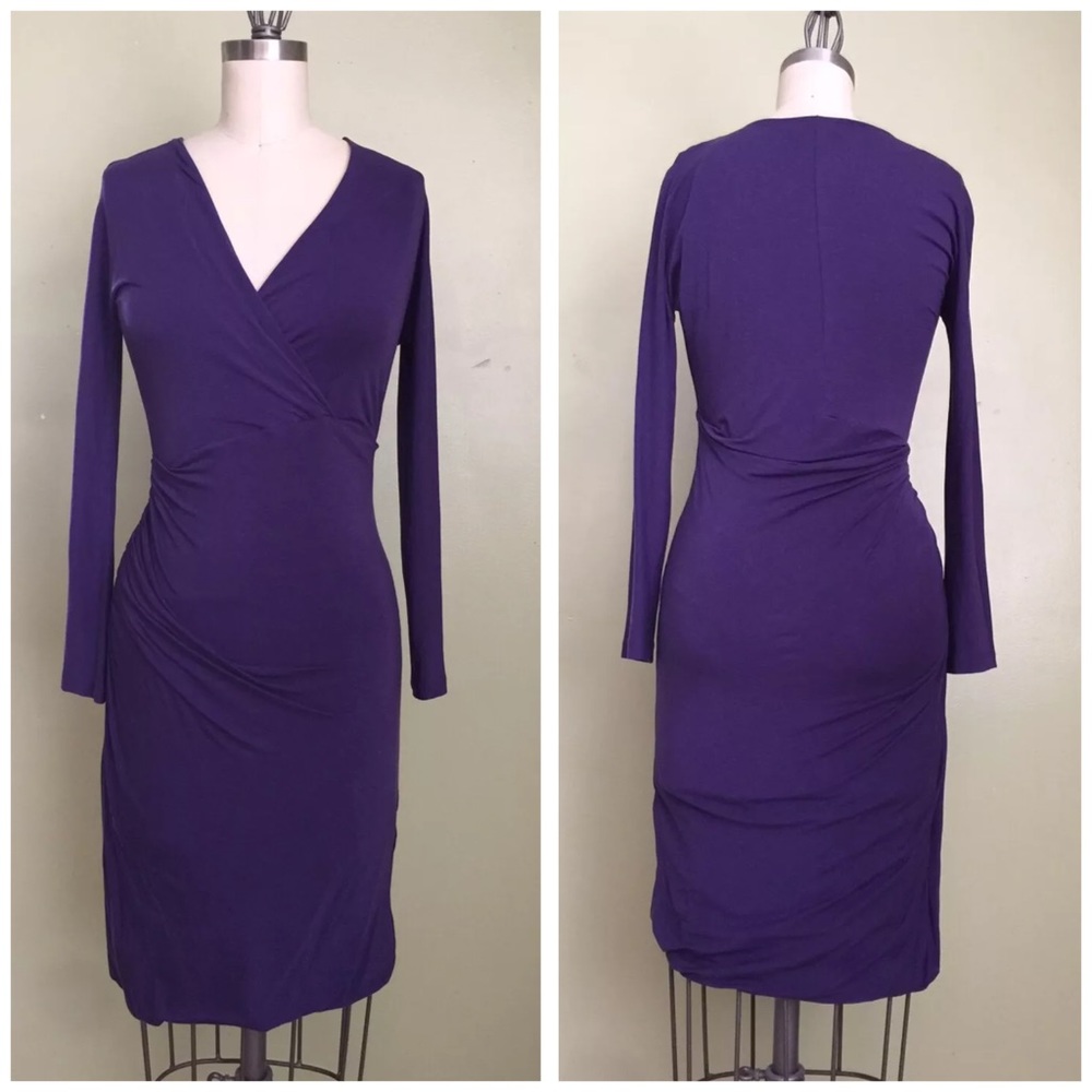 CARVEN Ruched Stretch Bodycon Jersey Midi Dress