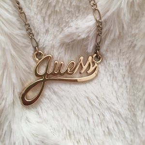 Guess Name Plate Necklace