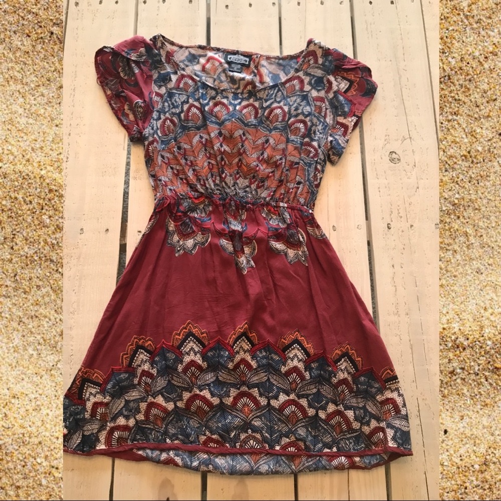 Angie boho patterned backless dress