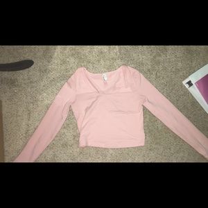 Pink crop top long sleeve