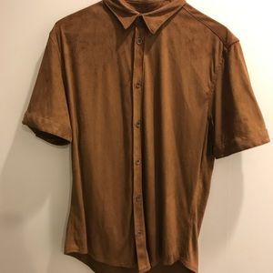 ZARA BROWN SUEDE BUTTON UP
