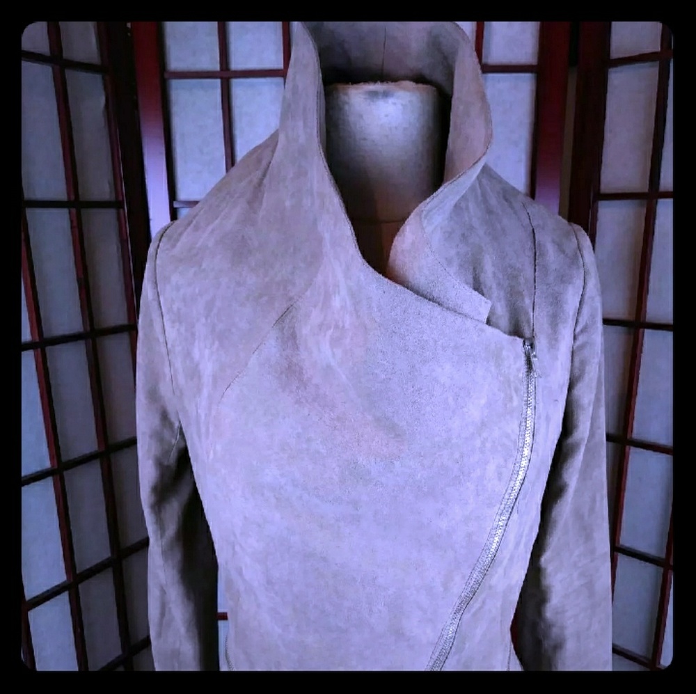 Suede tan biker jacket