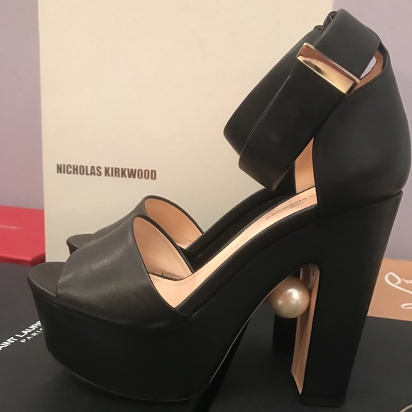Nicholas Kirkwood - Maeva Black Leather Pearl Inset Pump, 90mm Nicholas Kirkwood pumps