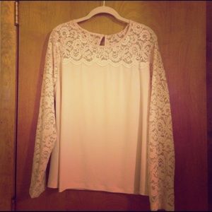 NWT Calvin Klein blush colored lace longsleeve top