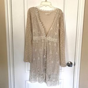 ModCloth A'Reve Lace Knit Cardigan Oatmeal Small