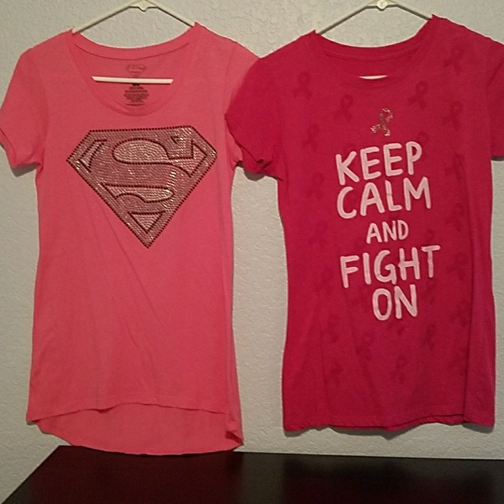 2 breast cancer t shirts