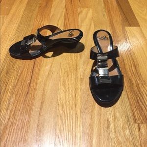 Black wedge sandal