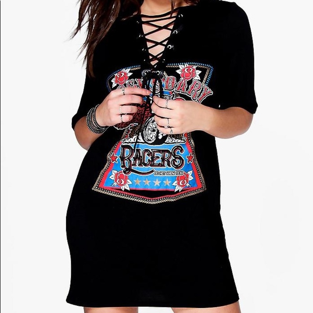 Lace up jersey dress