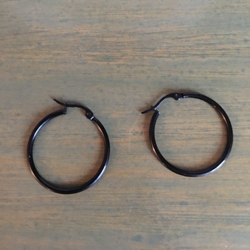 Small Simple Black Hoop Earrings