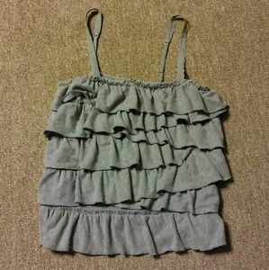Gray Ruffled Hollister tank
