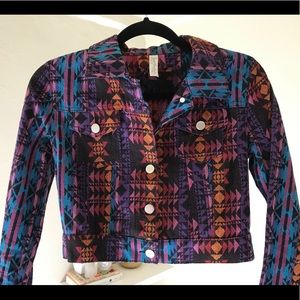 Gypsy junkies Aztec cropped denim jacket