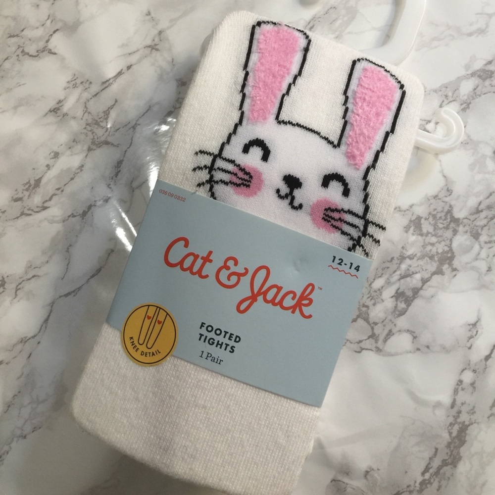 Cat and Jack Kids Footed Tights Easter Bunny 12-14
