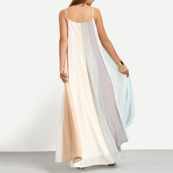 ✨ Pastel Chiffon A Line Cami Maxi Gown - Picture 2 of 5