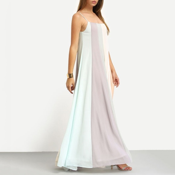 ✨ Pastel Chiffon A Line Cami Maxi Gown - Picture 4 of 5