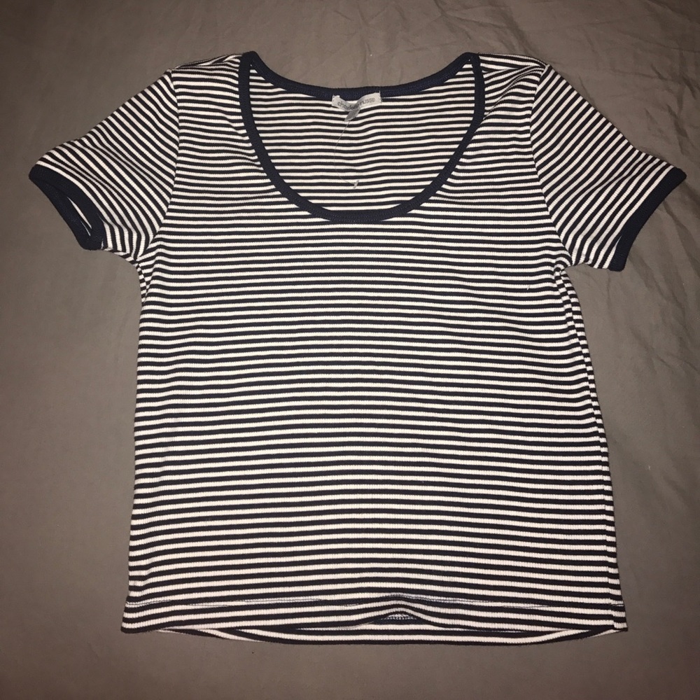 Charlotte Russe navy and white striped top