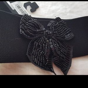 M STYLE BLACK STRETCH FLOWER BELT~NEW~🎁🎄Christmas Present🎄🎁
