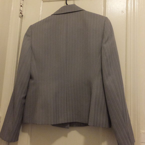 Gray Blazer with Cream and Gray Pinstripes - Picture 6 of 8